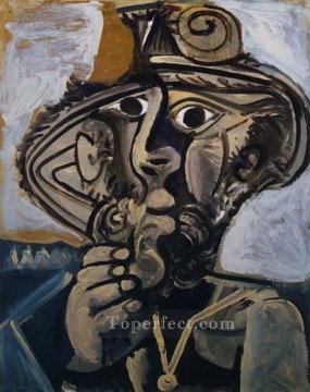 パブロ・ピカソ Painting - ジャクリーンのためにパイプを持つ男 1971年 パブロ・ピカソ